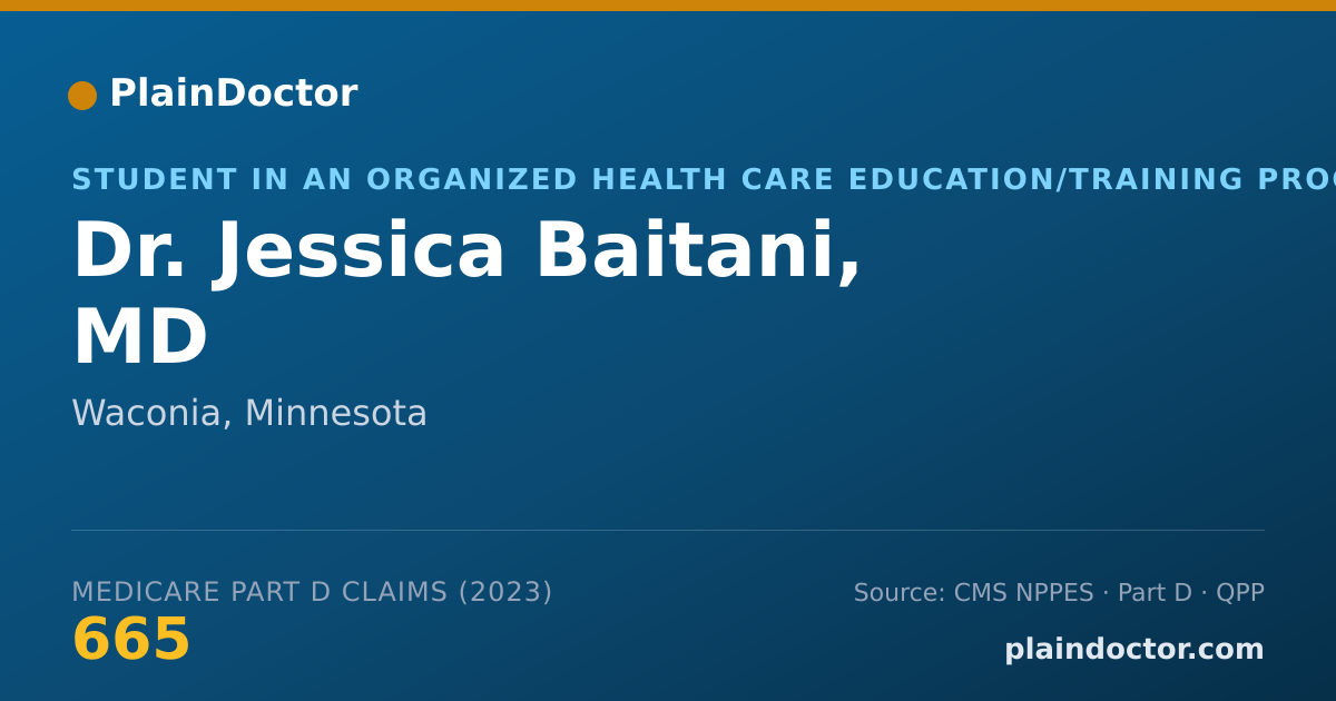 Shareable card for Jessica Baitani, MD - Student in an Organized Health Care Education/Training Program, Waconia, MN