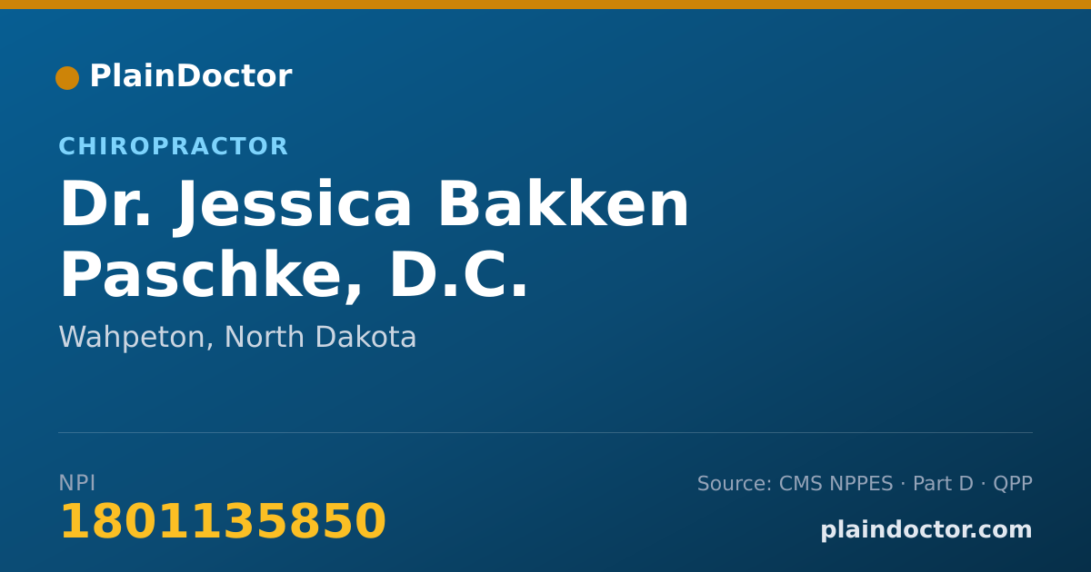 Shareable card for Jessica Bakken Paschke, D.C. - Chiropractor, Wahpeton, ND