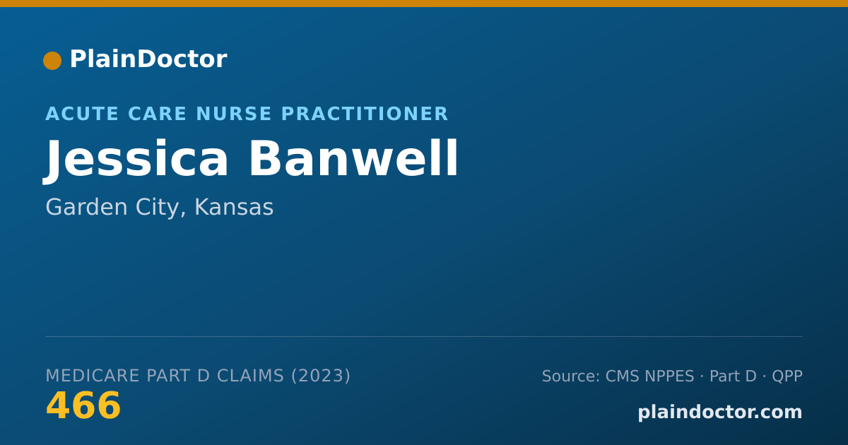 Shareable card for Jessica Banwell - Acute Care Nurse Practitioner, Garden City, KS