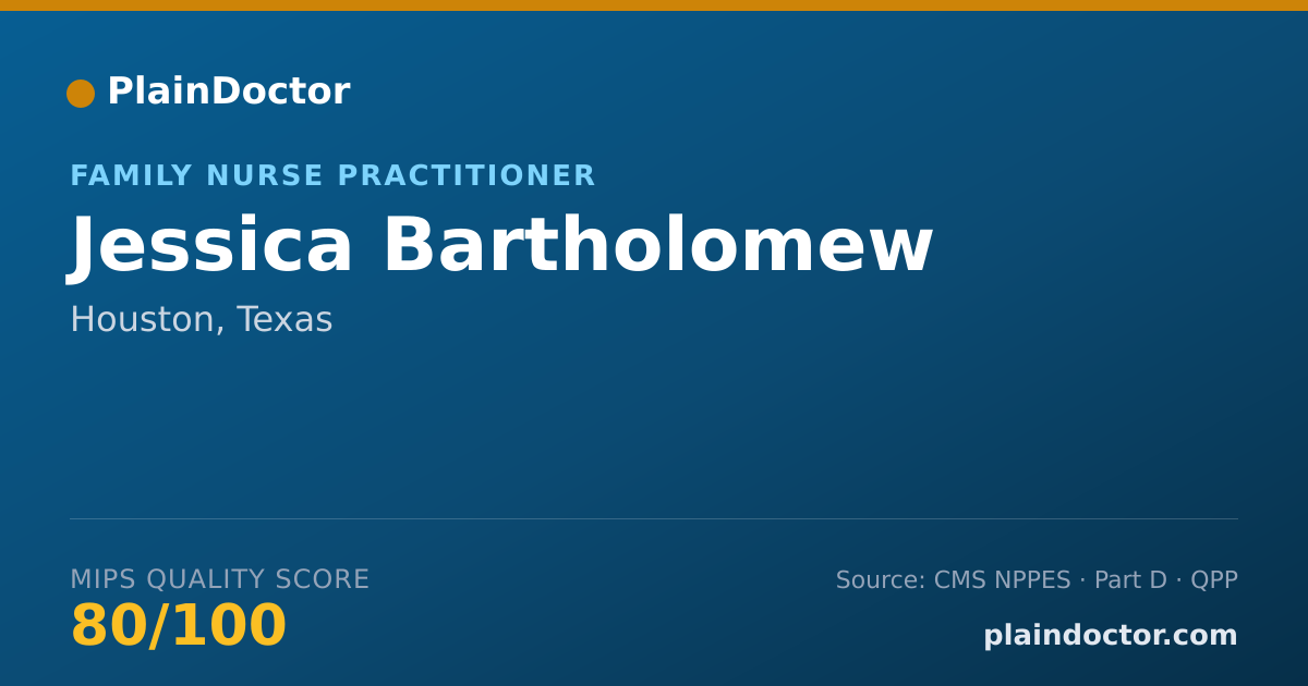 Shareable card for Jessica Bartholomew - Family Nurse Practitioner, Houston, TX