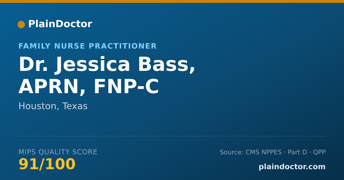Shareable card for Jessica Bass, APRN, FNP-C - Family Nurse Practitioner, Houston, TX