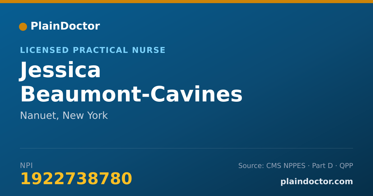 Shareable card for Jessica Beaumont-Cavines - Licensed Practical Nurse, Nanuet, NY