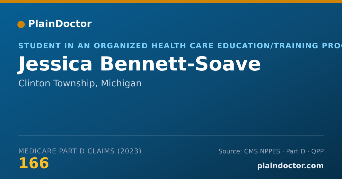 Shareable card for Jessica Bennett-Soave - Student in an Organized Health Care Education/Training Program, Clinton Township, MI