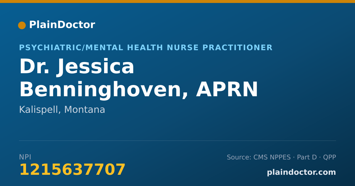 Shareable card for Jessica Benninghoven, APRN - Psychiatric/Mental Health Nurse Practitioner, Kalispell, MT