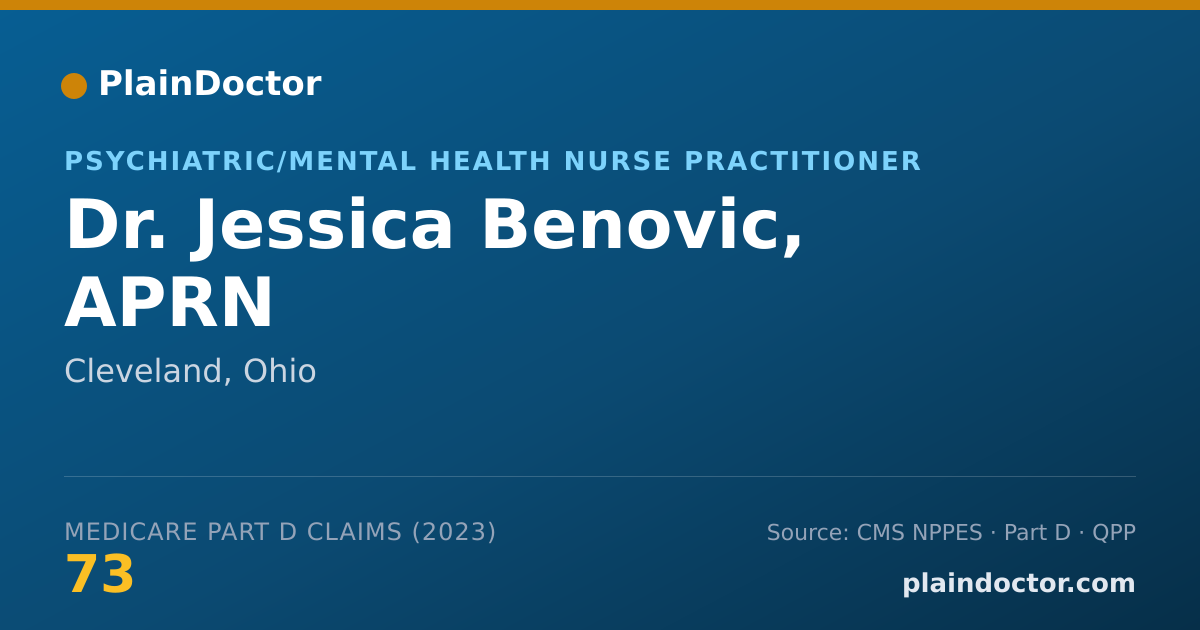 Shareable card for Jessica Benovic, APRN - Psychiatric/Mental Health Nurse Practitioner, Cleveland, OH