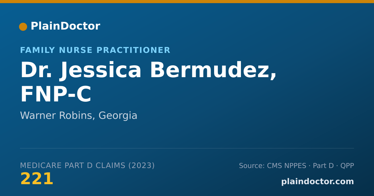 Shareable card for Jessica Bermudez, FNP-C - Family Nurse Practitioner, Warner Robins, GA