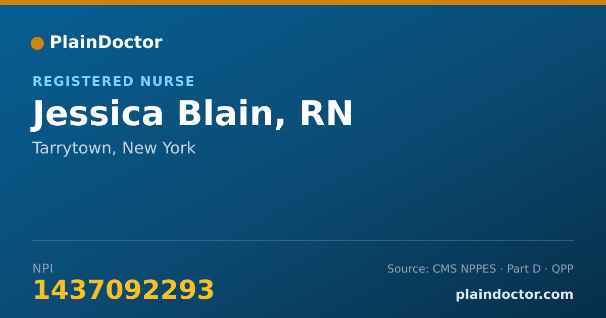 Shareable card for Jessica Blain, RN - Registered Nurse, Tarrytown, NY