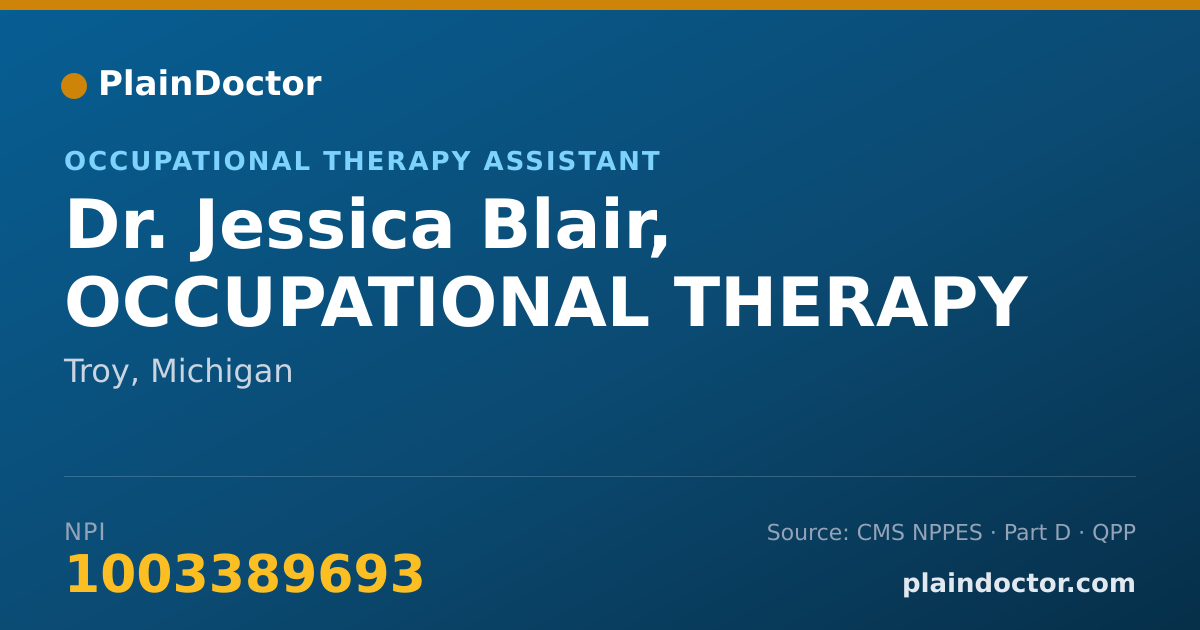 Shareable card for Jessica Blair, OCCUPATIONAL THERAPY - Occupational Therapy Assistant, Troy, MI