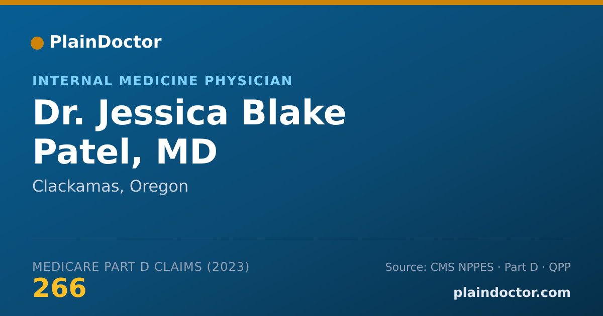 Shareable card for Jessica Blake Patel, MD - Internal Medicine Physician, Clackamas, OR
