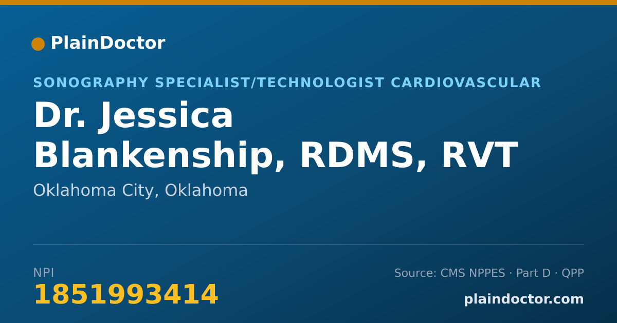 Shareable card for Jessica Blankenship, RDMS, RVT - Sonography Specialist/Technologist Cardiovascular, Oklahoma City, OK