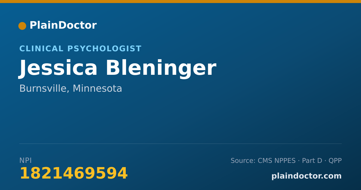 Shareable card for Jessica Bleninger - Clinical Psychologist, Burnsville, MN