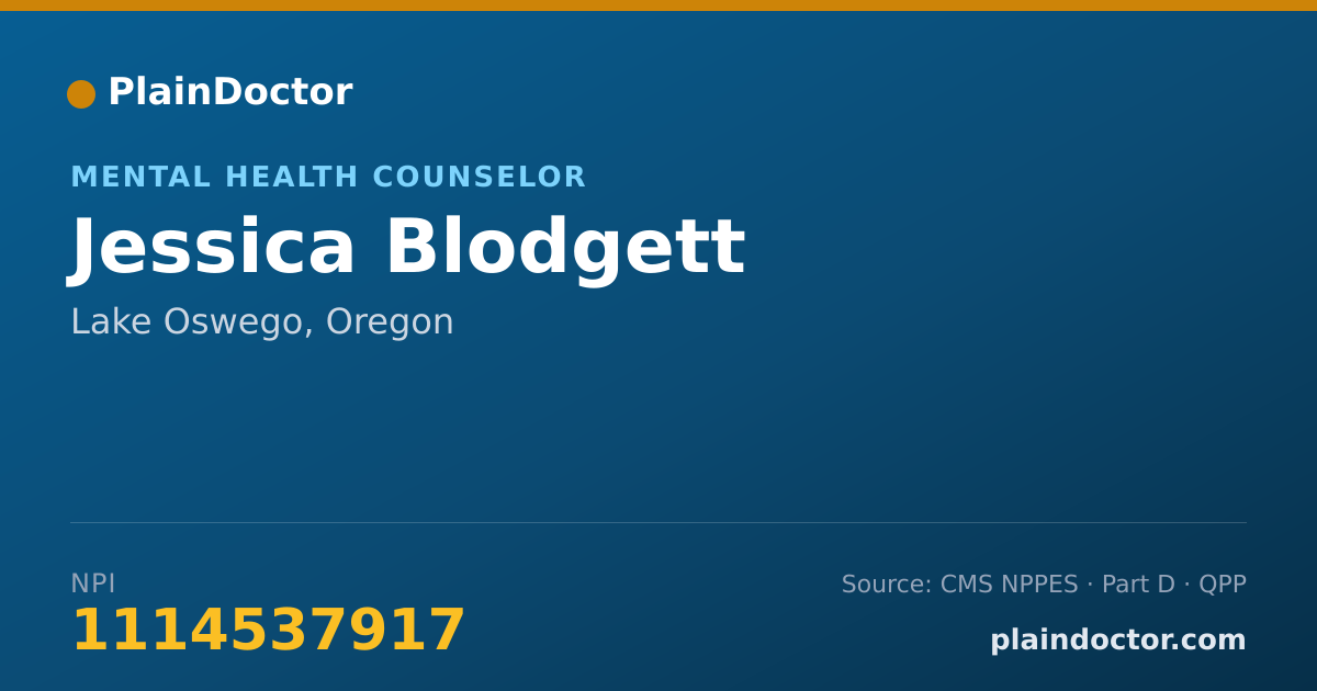 Shareable card for Jessica Blodgett - Mental Health Counselor, Lake Oswego, OR