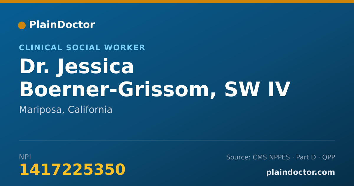 Shareable card for Jessica Boerner-Grissom, SW IV - Clinical Social Worker, Mariposa, CA