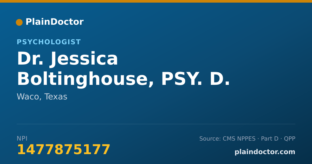 Shareable card for Jessica Boltinghouse, PSY. D. - Psychologist, Waco, TX