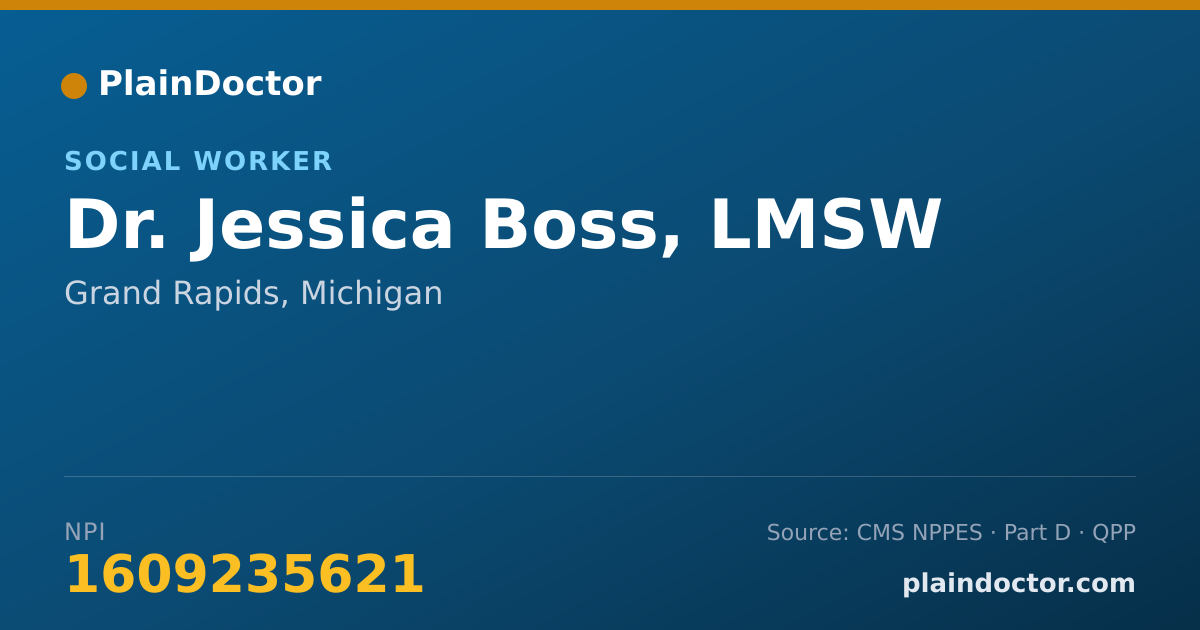 Shareable card for Jessica Boss, LMSW - Social Worker, Grand Rapids, MI