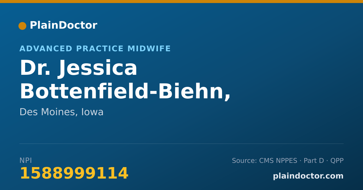 Shareable card for Jessica Bottenfield-Biehn, ARNP/CNM - Advanced Practice Midwife, Des Moines, IA
