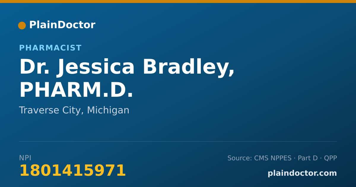 Shareable card for Jessica Bradley, PHARM.D. - Pharmacist, Traverse City, MI