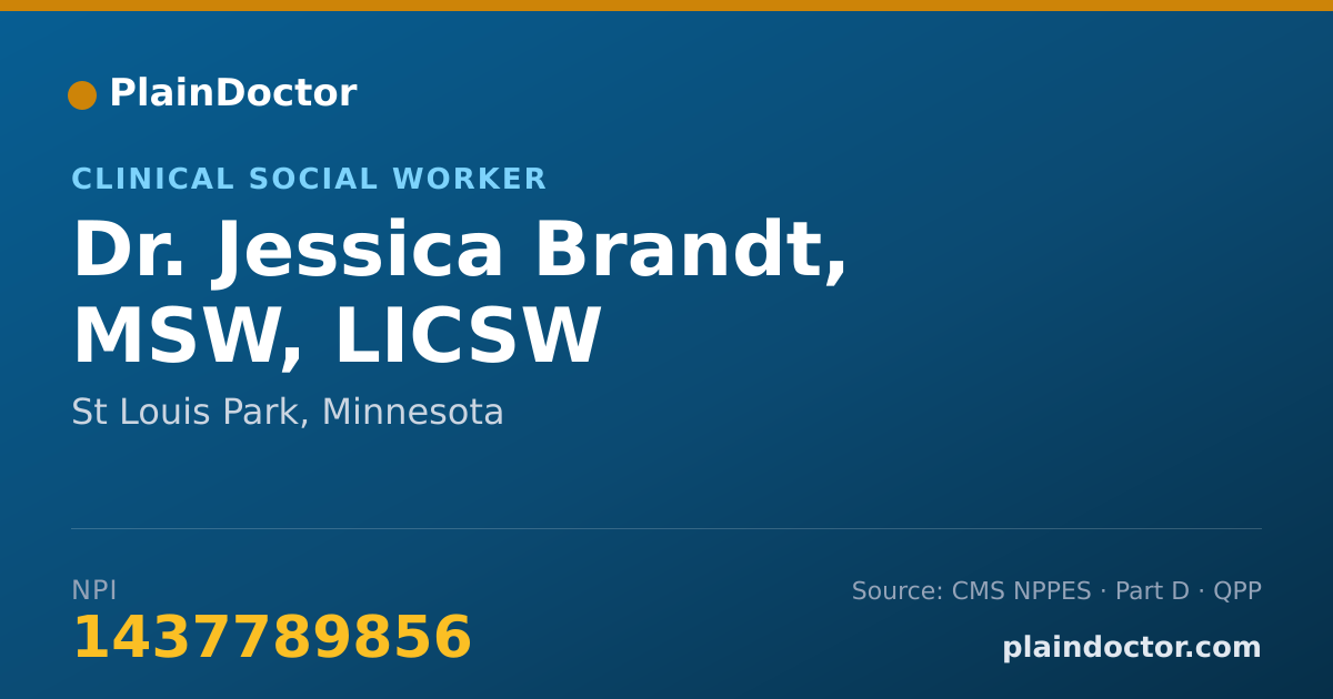 Shareable card for Jessica Brandt, MSW, LICSW - Clinical Social Worker, St Louis Park, MN