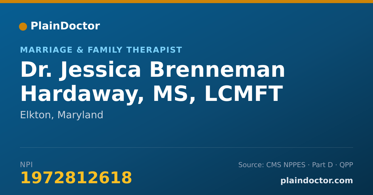 Shareable card for Jessica Brenneman Hardaway, MS, LCMFT - Marriage & Family Therapist, Elkton, MD