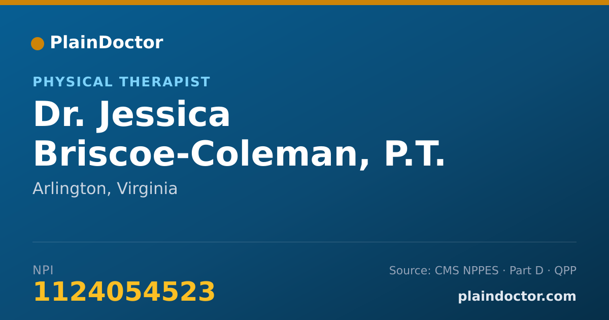 Shareable card for Jessica Briscoe-Coleman, P.T. - Physical Therapist, Arlington, VA