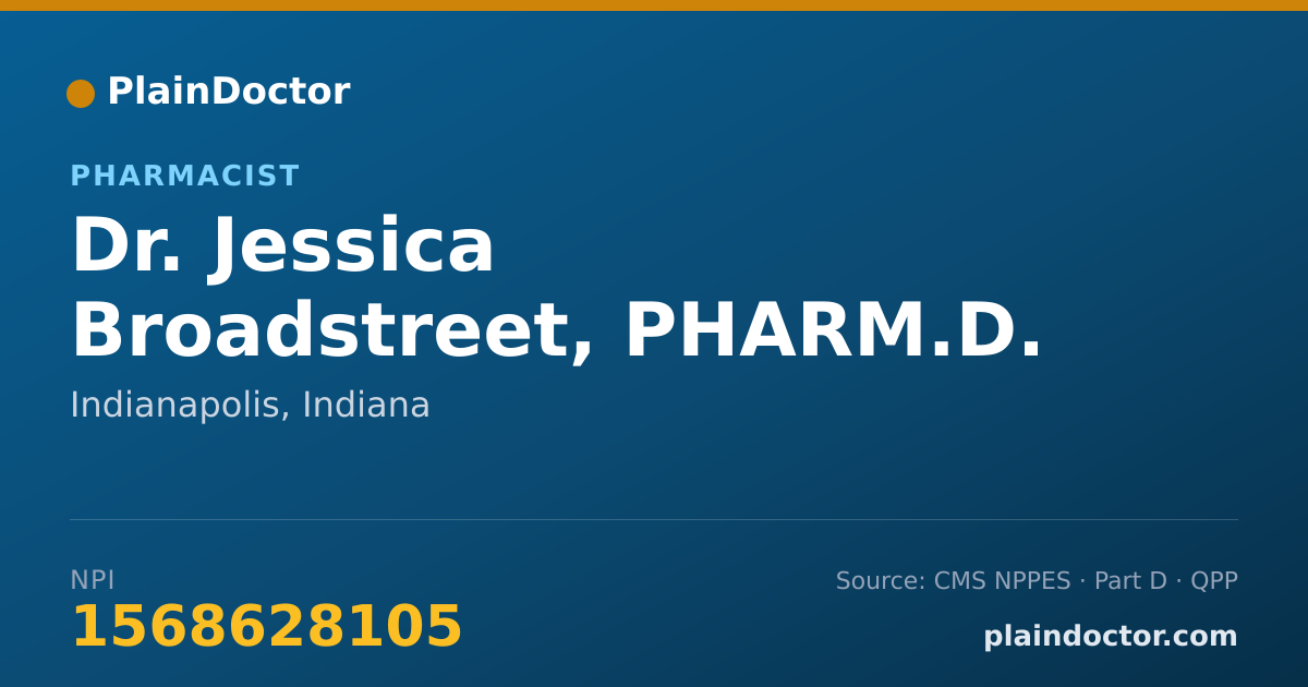 Shareable card for Jessica Broadstreet, PHARM.D. - Pharmacist, Indianapolis, IN