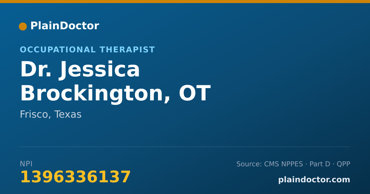 Shareable card for Jessica Brockington, OT - Occupational Therapist, Frisco, TX