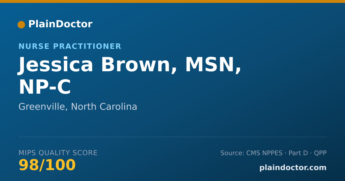 Shareable card for Jessica Brown, MSN, NP-C - Nurse Practitioner, Greenville, NC