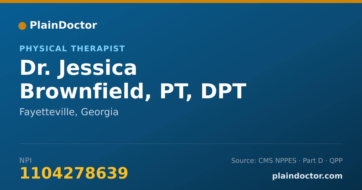 Shareable card for Jessica Brownfield, PT, DPT - Physical Therapist, Fayetteville, GA