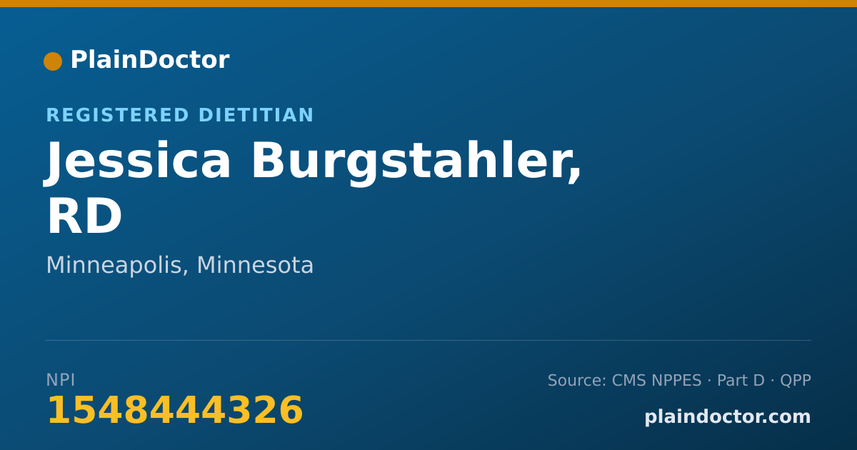 Shareable card for Jessica Burgstahler, RD - Registered Dietitian, Minneapolis, MN