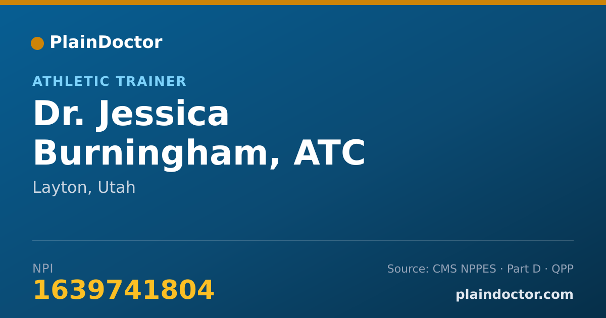 Shareable card for Jessica Burningham, ATC - Athletic Trainer, Layton, UT