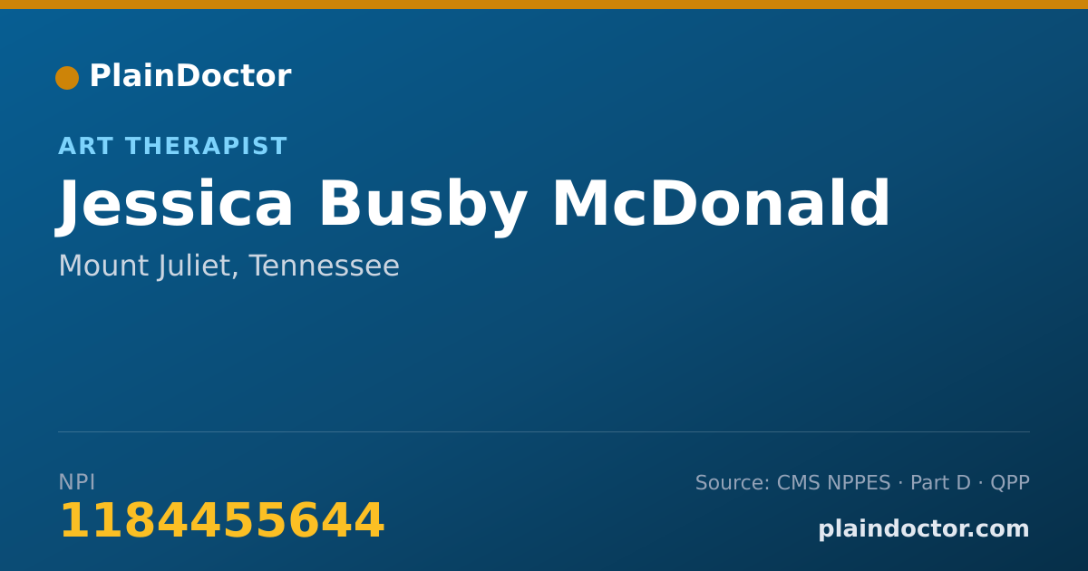 Shareable card for Jessica Busby McDonald - Art Therapist, Mount Juliet, TN