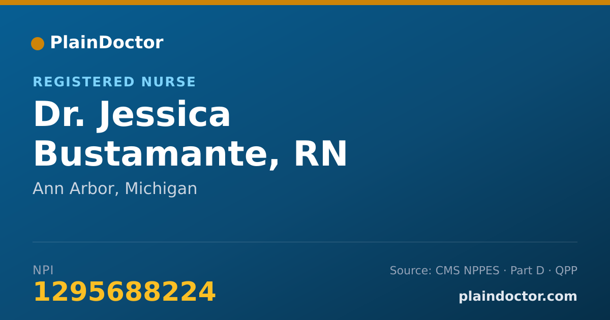 Shareable card for Jessica Bustamante, RN - Registered Nurse, Ann Arbor, MI