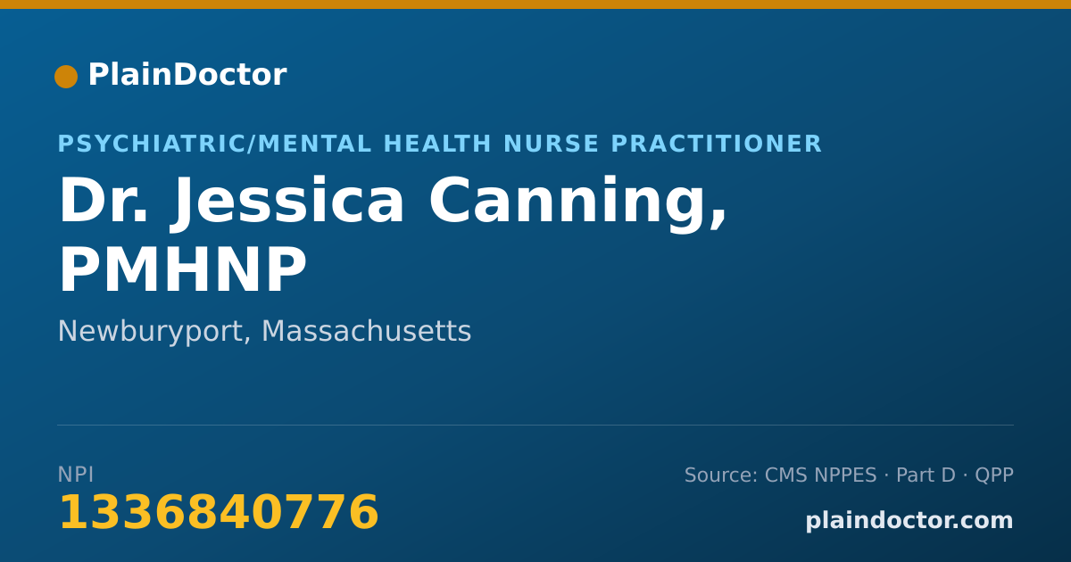 Shareable card for Jessica Canning, PMHNP - Psychiatric/Mental Health Nurse Practitioner, Newburyport, MA