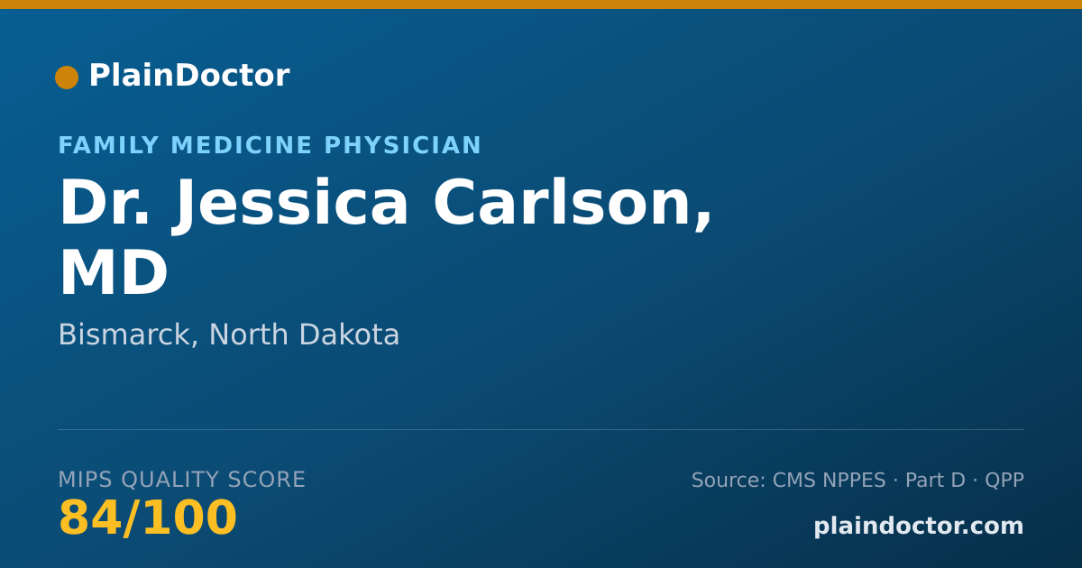 Shareable card for Jessica Carlson, MD - Family Medicine Physician, Bismarck, ND