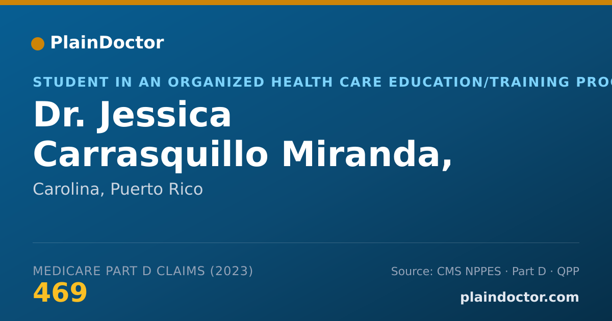 Shareable card for Jessica Carrasquillo Miranda, M.D - Student in an Organized Health Care Education/Training Program, Carolina, PR