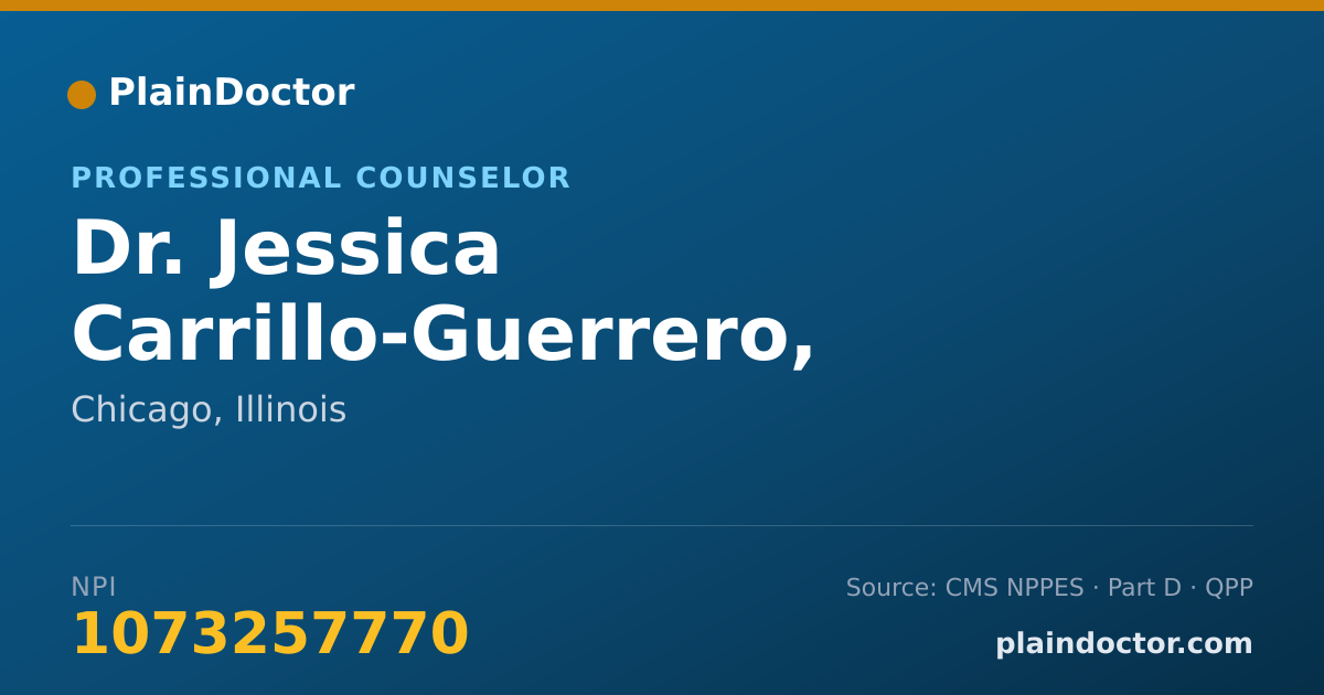 Shareable card for Jessica Carrillo-Guerrero, LCPC - Professional Counselor, Chicago, IL