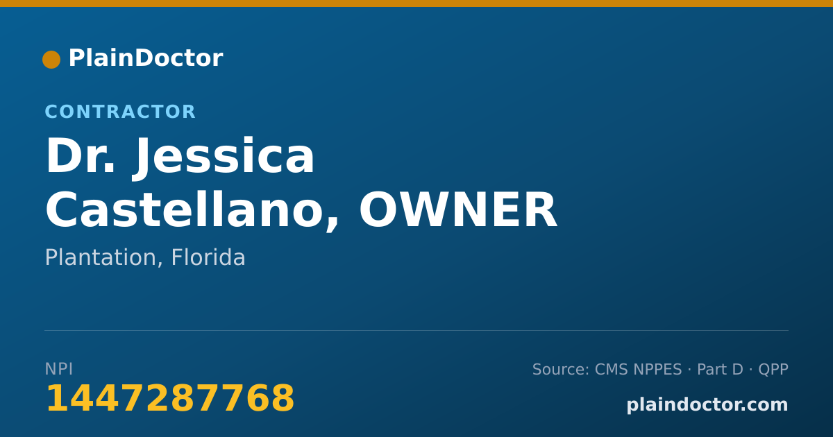 Shareable card for Jessica Castellano, OWNER - Contractor, Plantation, FL
