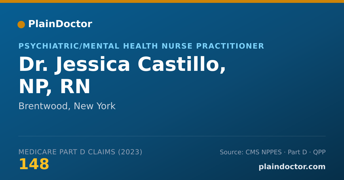 Shareable card for Jessica Castillo, NP, RN - Psychiatric/Mental Health Nurse Practitioner, Brentwood, NY