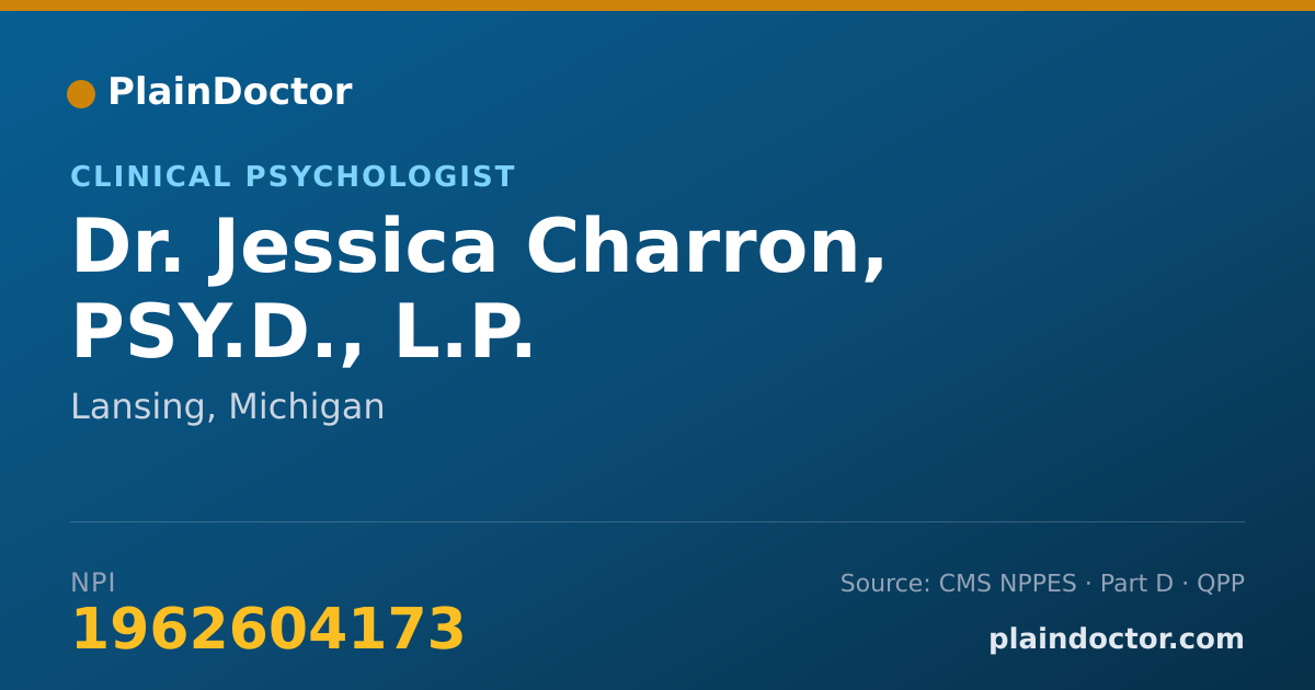 Shareable card for Jessica Charron, PSY.D., L.P. - Clinical Psychologist, Lansing, MI