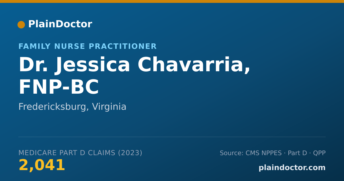 Shareable card for Jessica Chavarria, FNP-BC - Family Nurse Practitioner, Fredericksburg, VA