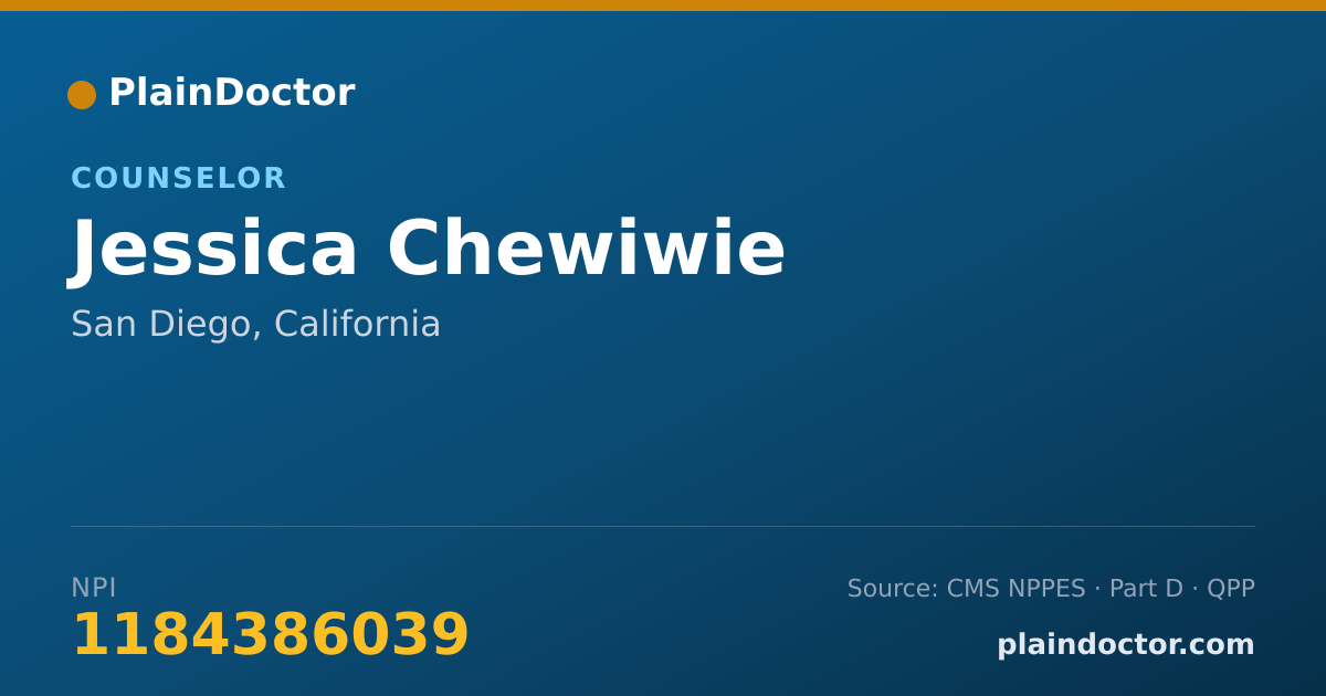 Shareable card for Jessica Chewiwie - Counselor, San Diego, CA
