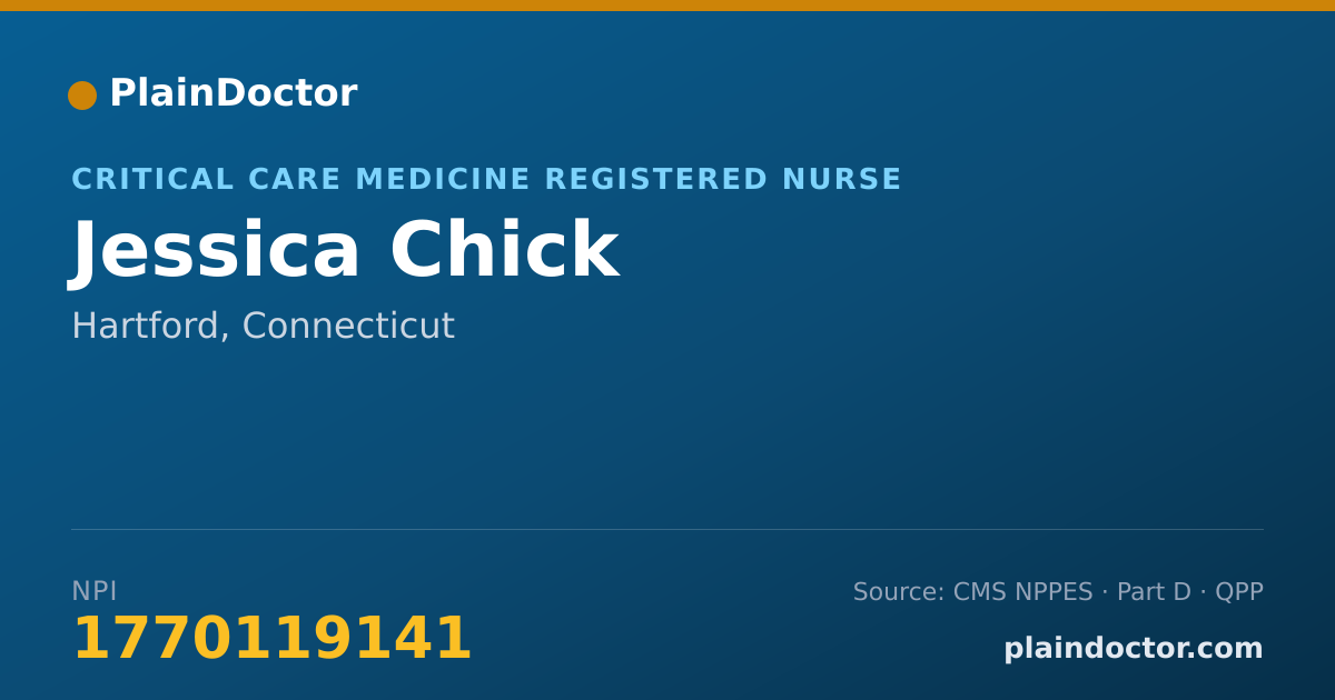 Shareable card for Jessica Chick - Critical Care Medicine Registered Nurse, Hartford, CT