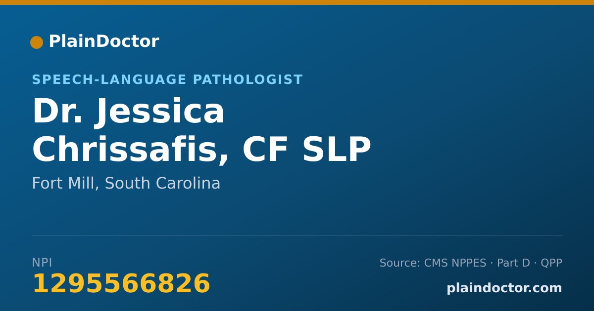 Shareable card for Jessica Chrissafis, CF SLP - Speech-Language Pathologist, Fort Mill, SC