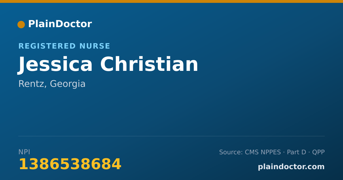 Shareable card for Jessica Christian - Registered Nurse, Rentz, GA
