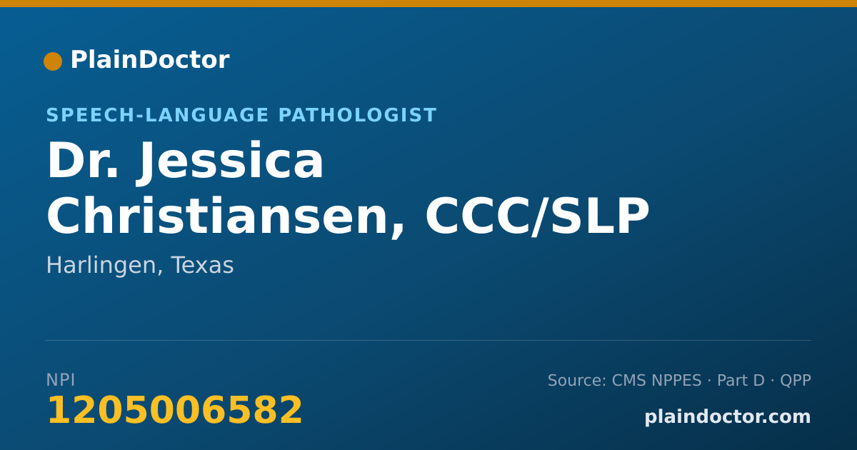 Shareable card for Jessica Christiansen, CCC/SLP - Speech-Language Pathologist, Harlingen, TX