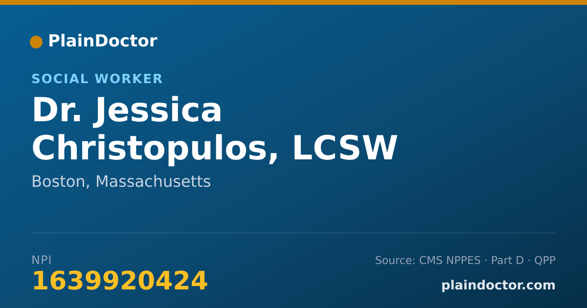 Shareable card for Jessica Christopulos, LCSW - Social Worker, Boston, MA