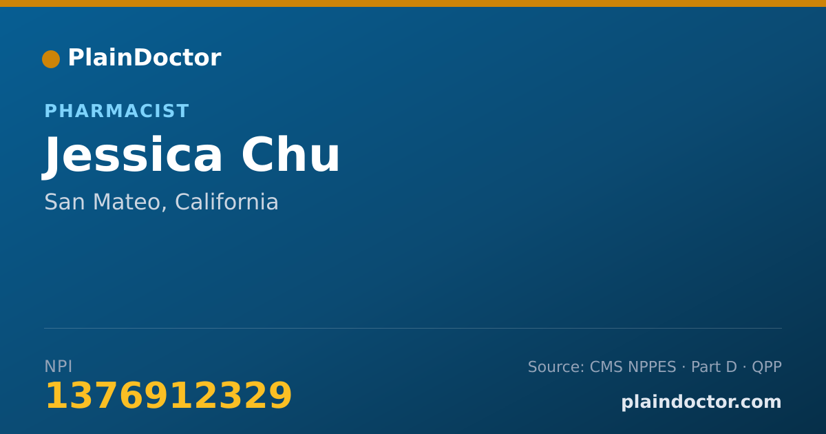 Shareable card for Jessica Chu - Pharmacist, San Mateo, CA
