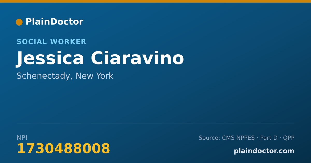 Shareable card for Jessica Ciaravino - Social Worker, Schenectady, NY