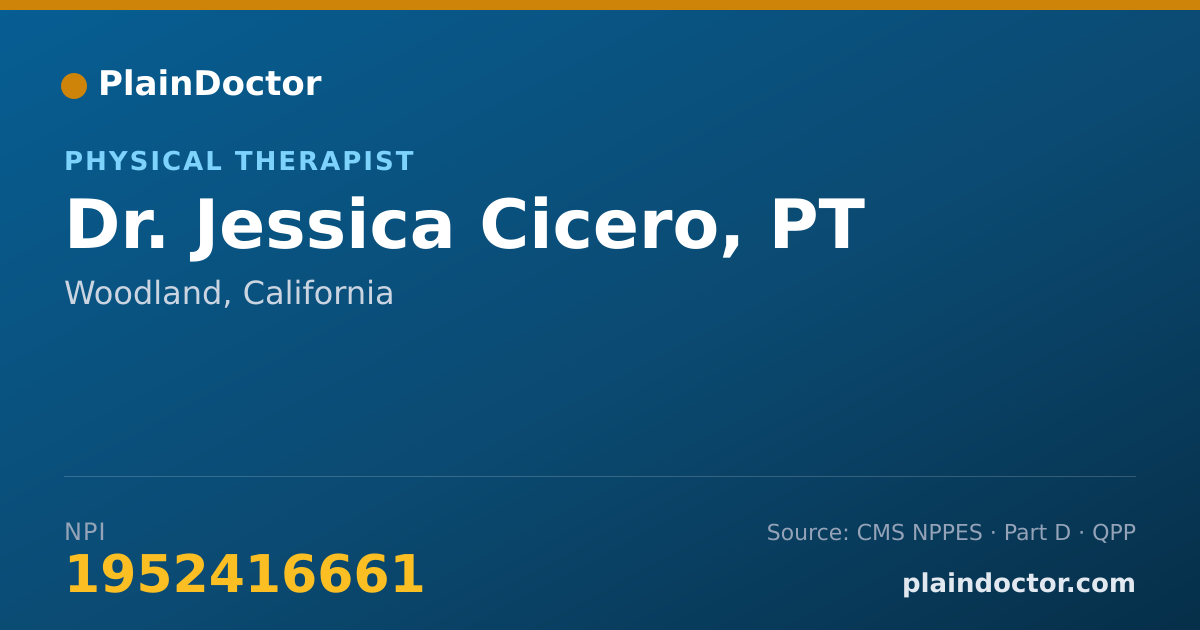 Shareable card for Jessica Cicero, PT - Physical Therapist, Woodland, CA