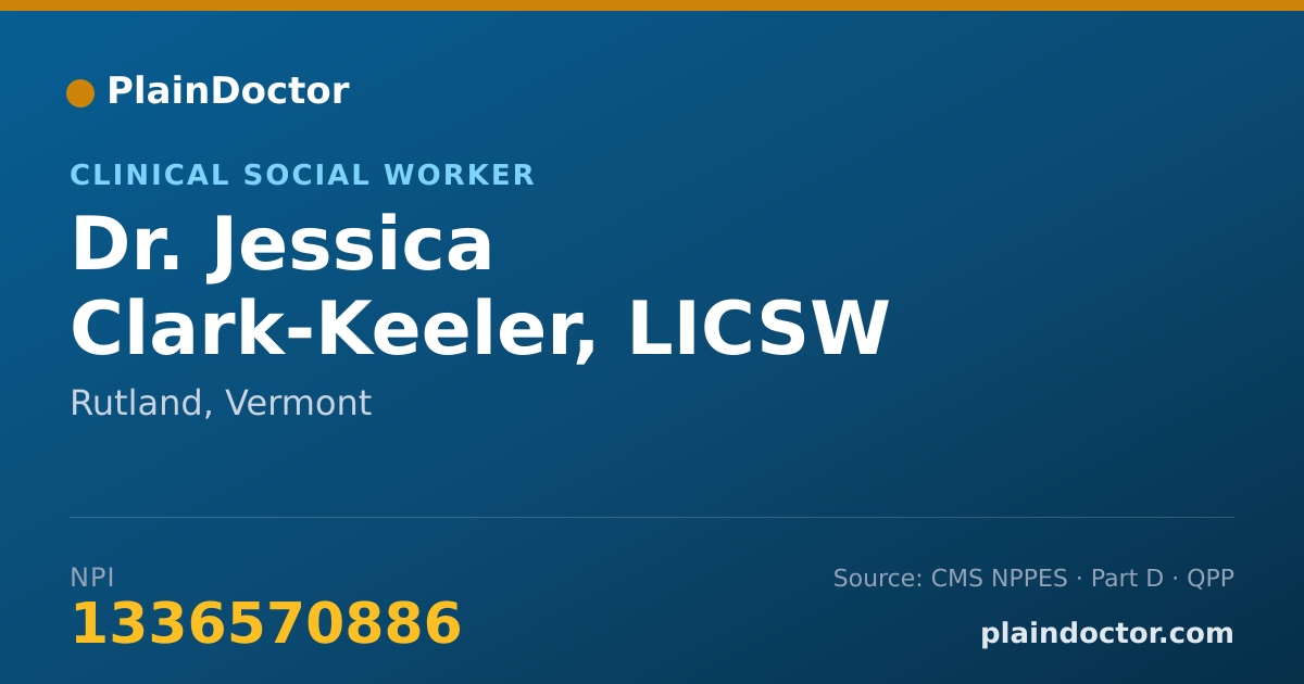 Shareable card for Jessica Clark-Keeler, LICSW - Clinical Social Worker, Rutland, VT